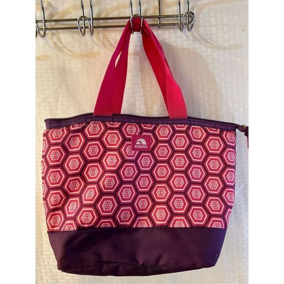 Igloo insulated lunch tote pink 14"x10" geometric bag - Picture 1 of 8